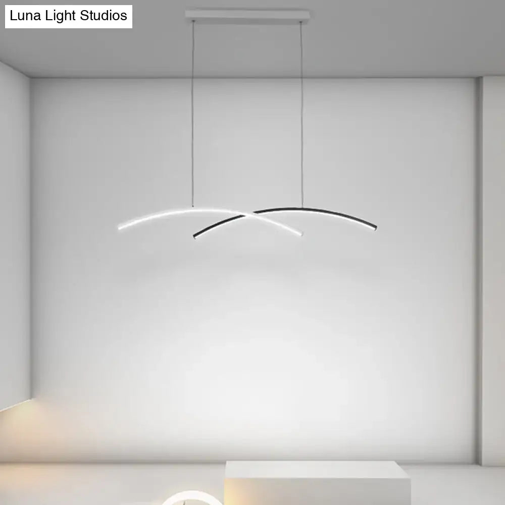 DecorBites™ Modern Black and White Arc Ceiling LED Island Light for Living Room