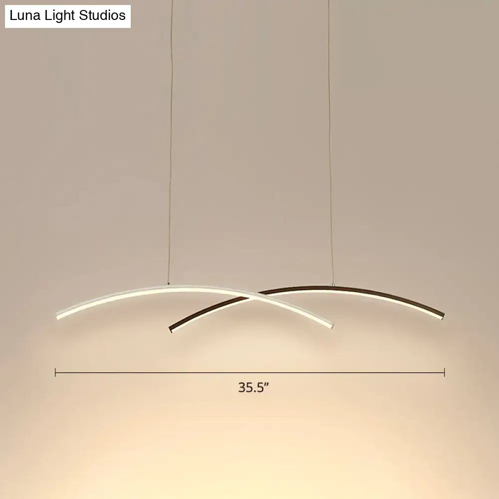 DecorBites™ Modern Black and White Arc Ceiling LED Island Light for Living Room