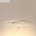 DecorBites modern black and white arc ceiling LED island light with two curved intersecting led strips hanging