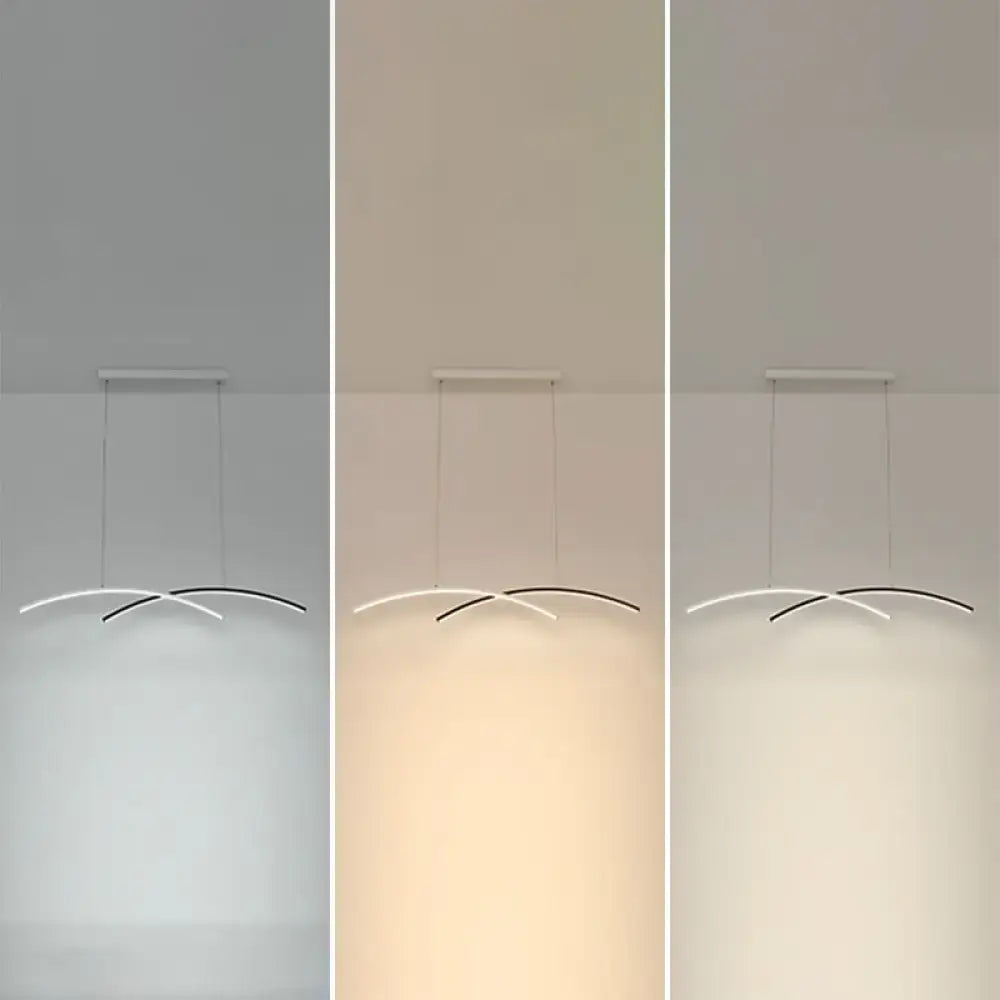 DecorBites™ Modern Black and White Arc Ceiling LED Island Light for Living Room