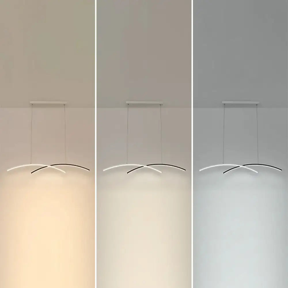 DecorBites™ Modern Black and White Arc Ceiling LED Island Light for Living Room
