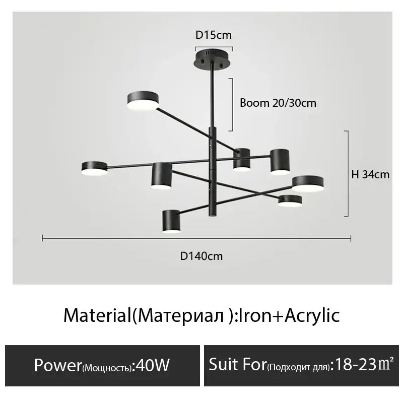DecorBites™ Modern Black Chandelier: Nordic Style Home Lighting