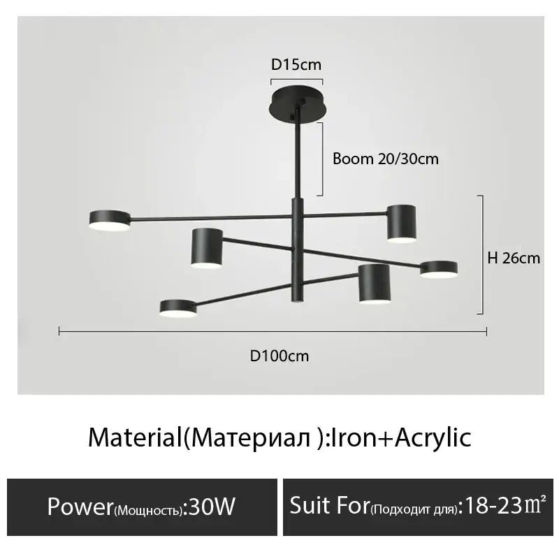 DecorBites™ Modern Black Chandelier: Nordic Style Home Lighting