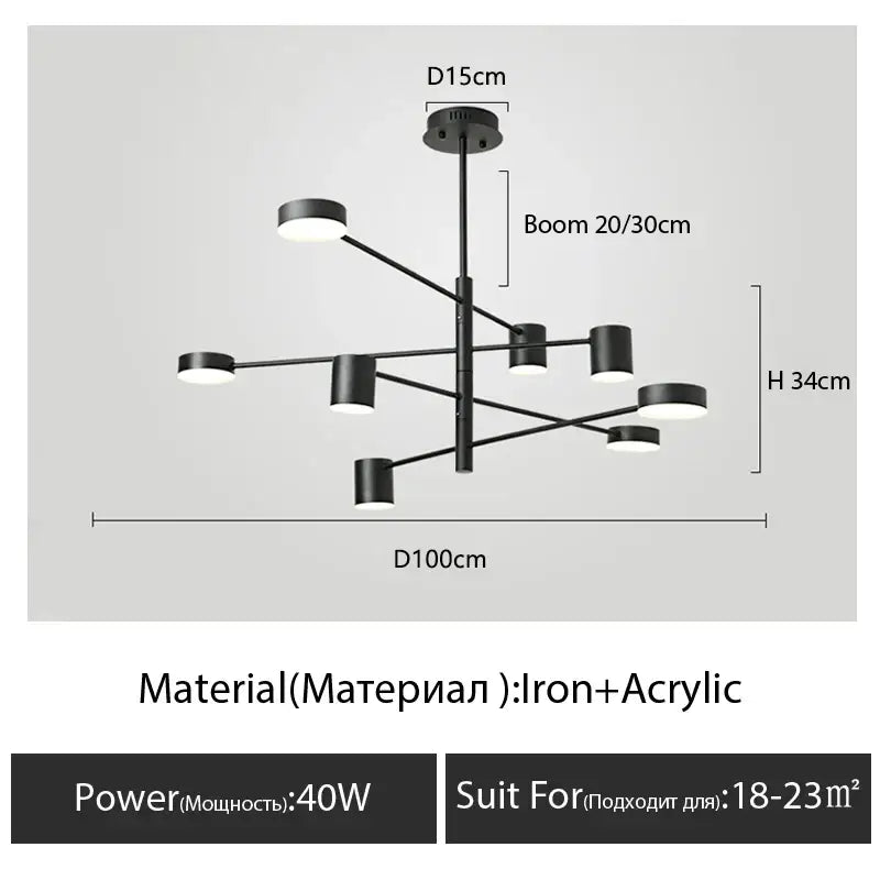DecorBites™ Modern Black Chandelier: Nordic Style Home Lighting