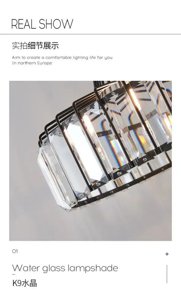 DecorBites™ Modern Black Crystal LED Pendant Chandelier