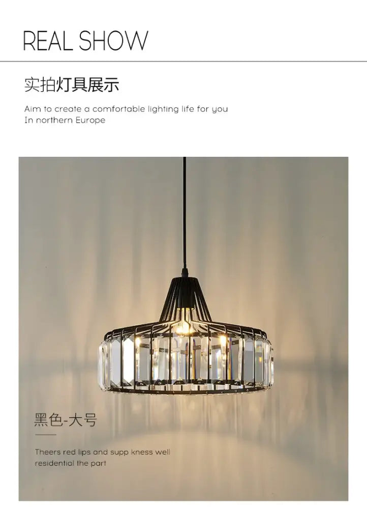 DecorBites™ Modern Black Crystal LED Pendant Chandelier