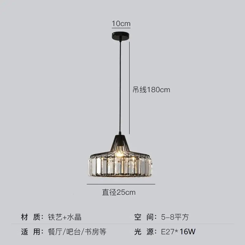 DecorBites™ Modern Black Crystal LED Pendant Chandelier