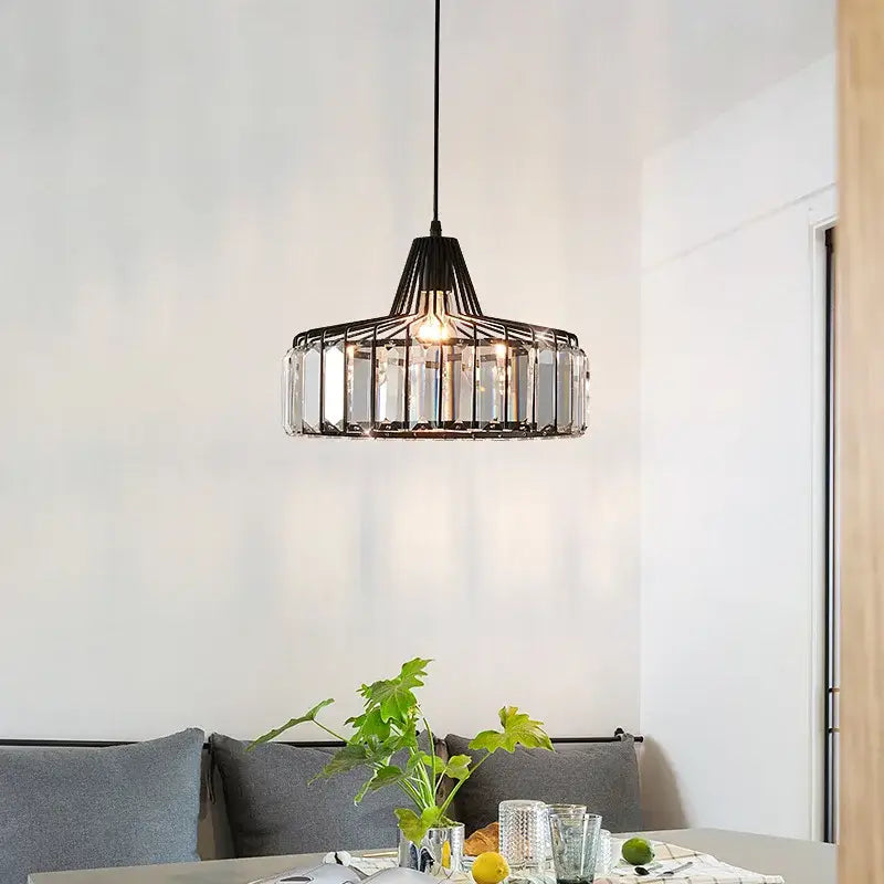 DecorBites™ Modern Black Crystal LED Pendant Chandelier