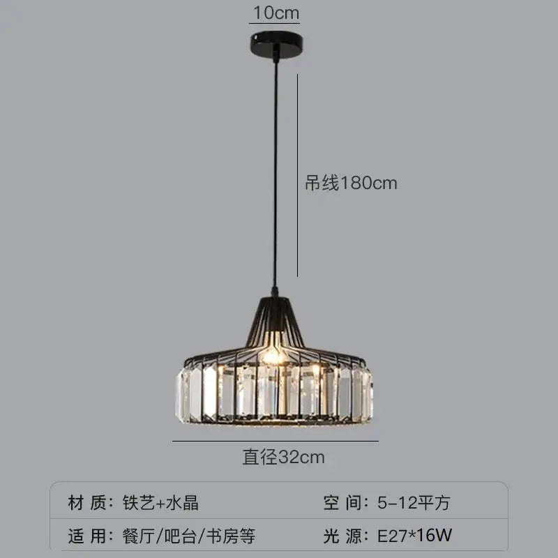 DecorBites™ Modern Black Crystal LED Pendant Chandelier