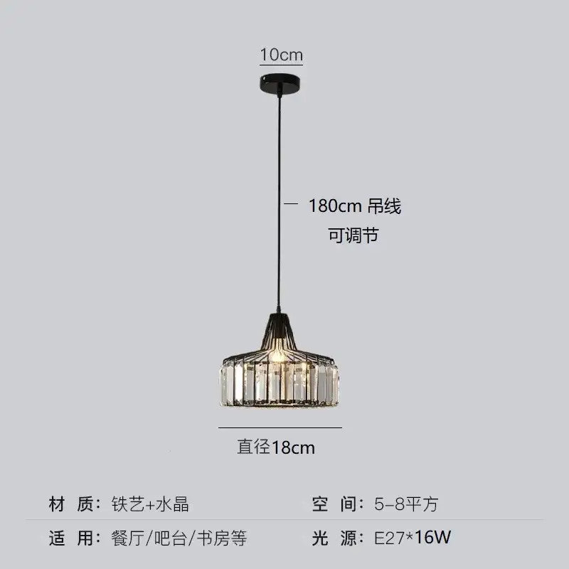 DecorBites™ Modern Black Crystal LED Pendant Chandelier