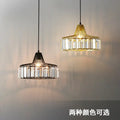 Decorbites modern black crystal led pendant chandelier with black and gold metal frames and crystal glass panels