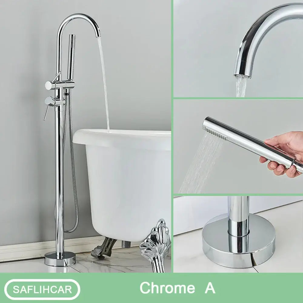 DecorBites™ Modern Black Floor Mounted Tub Faucet