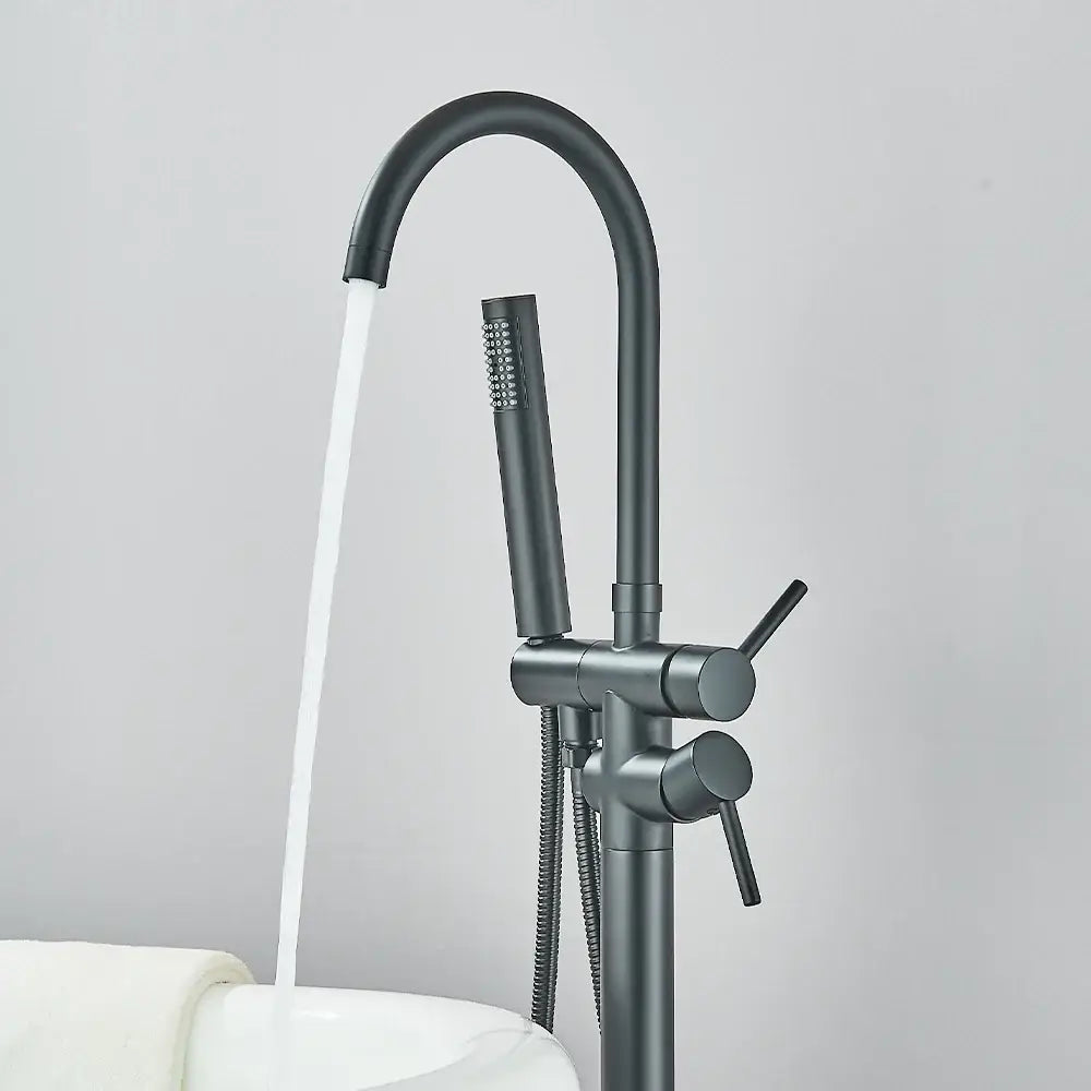 DecorBites™ Modern Black Floor Mounted Tub Faucet