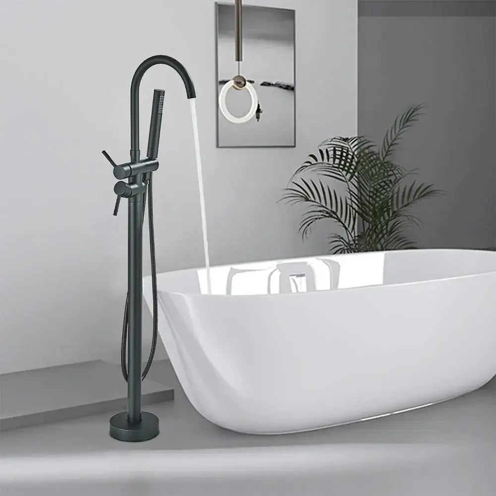DecorBites™ Modern Black Floor Mounted Tub Faucet