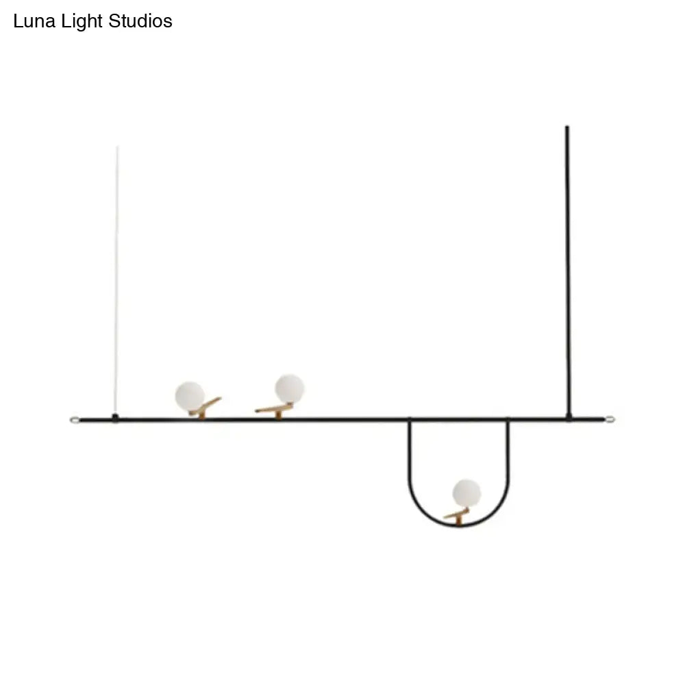 DecorBites™ Modern Black Glass Sphere Island Chandelier Light Fixture with Cream Accents - Ceiling Mounted Artistic Lighting