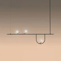 DecorBites™ Modern Black Glass Sphere Island Chandelier Light Fixture with Cream Accents - Ceiling Mounted Artistic Lighting