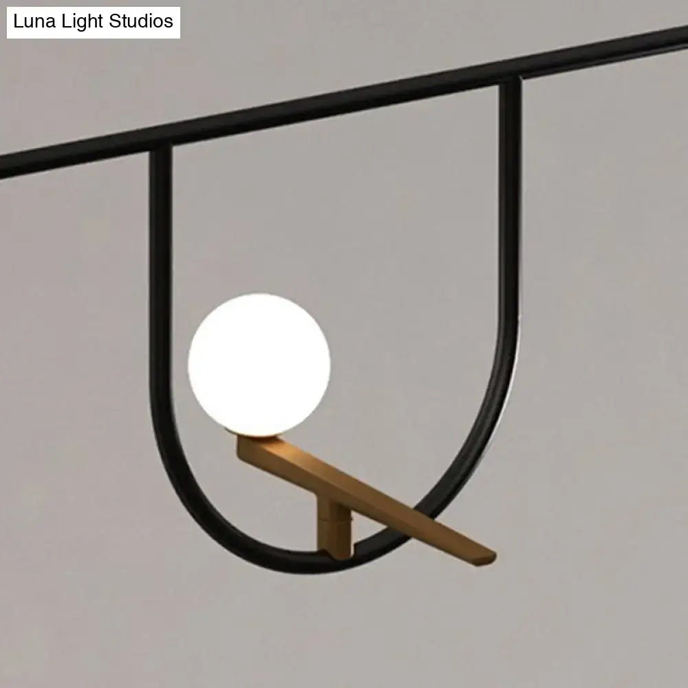 DecorBites™ Modern Black Glass Sphere Island Chandelier Light Fixture with Cream Accents - Ceiling Mounted Artistic Lighting