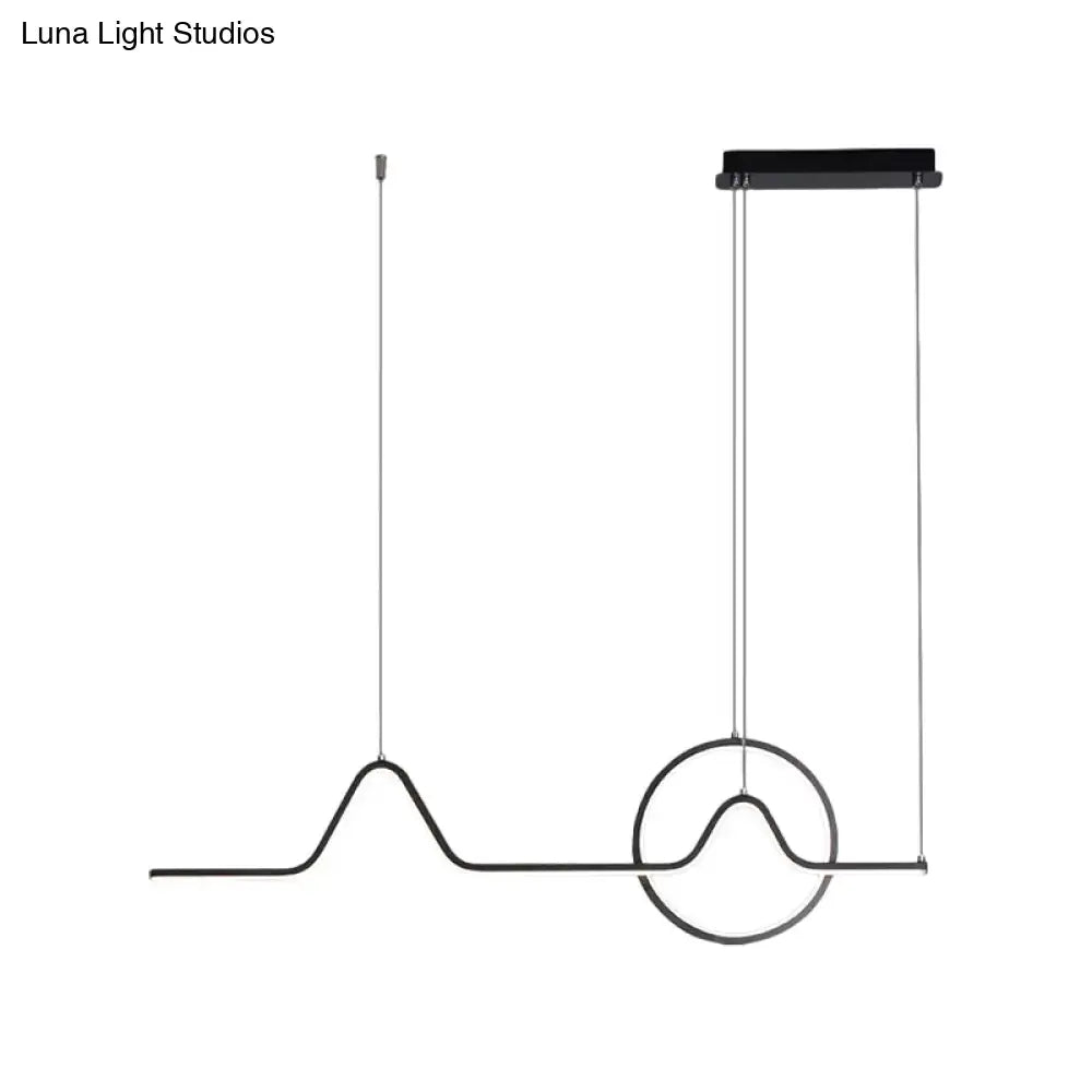 DecorBites™ Modern Black/Gold Aluminum Linear LED Island Lighting with Sun and Mountain Design - Warm/White Light