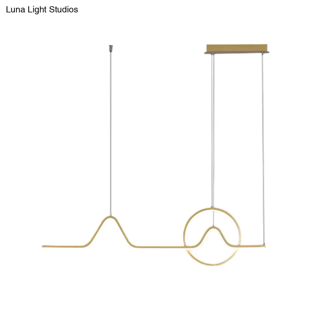 DecorBites™ Modern Black/Gold Aluminum Linear LED Island Lighting with Sun and Mountain Design - Warm/White Light