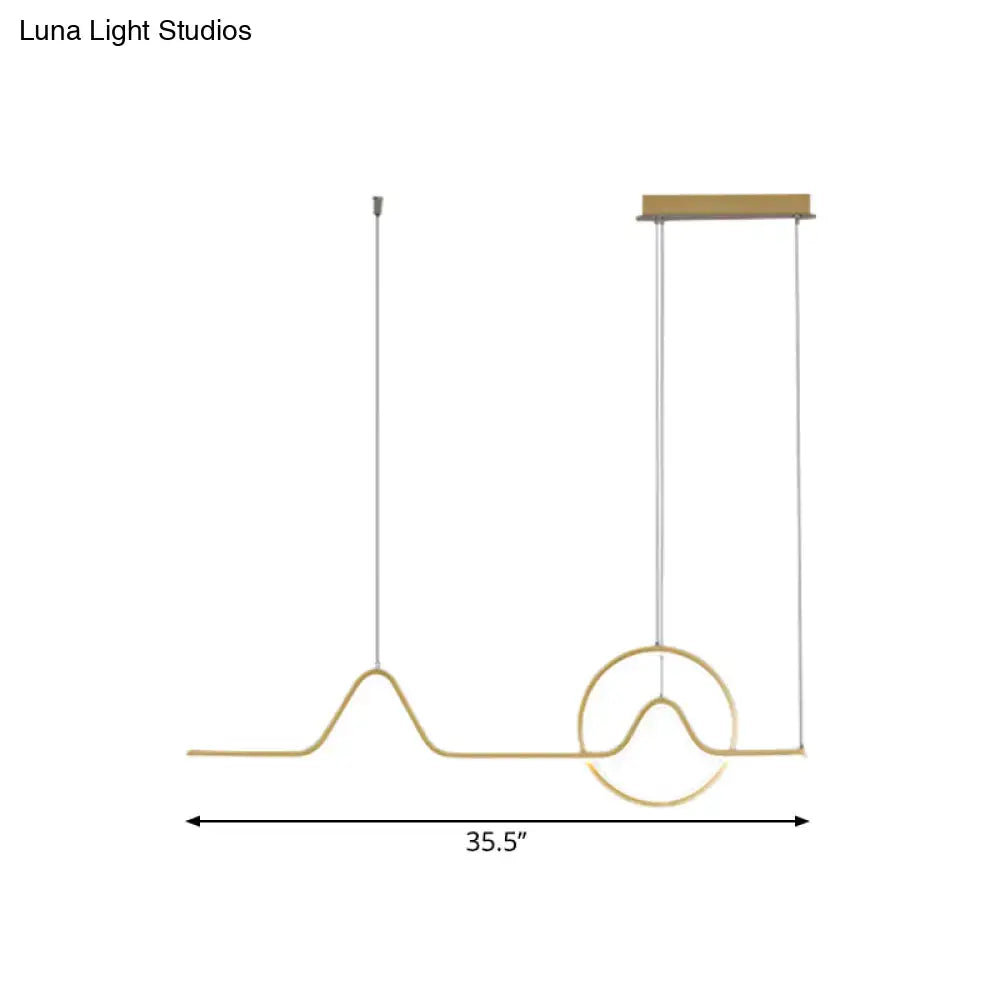DecorBites™ Modern Black/Gold Aluminum Linear LED Island Lighting with Sun and Mountain Design - Warm/White Light
