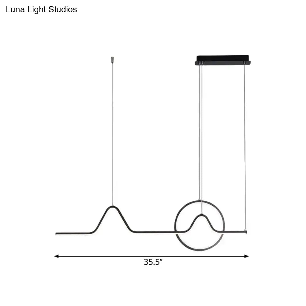 DecorBites™ Modern Black/Gold Aluminum Linear LED Island Lighting with Sun and Mountain Design - Warm/White Light