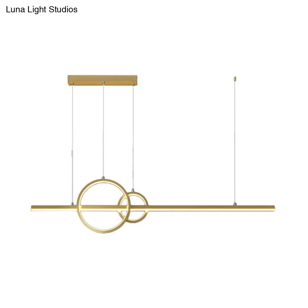 DecorBites™ Modern Black/Gold Ring and Bar Metallic LED Island Pendant Lamp for Minimalist Kitchen Lighting