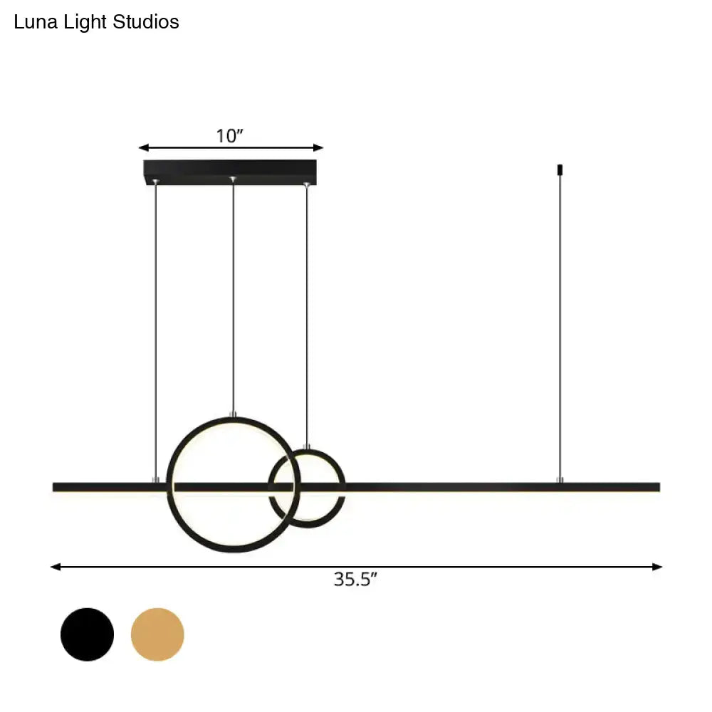 DecorBites™ Modern Black/Gold Ring and Bar Metallic LED Island Pendant Lamp for Minimalist Kitchen Lighting