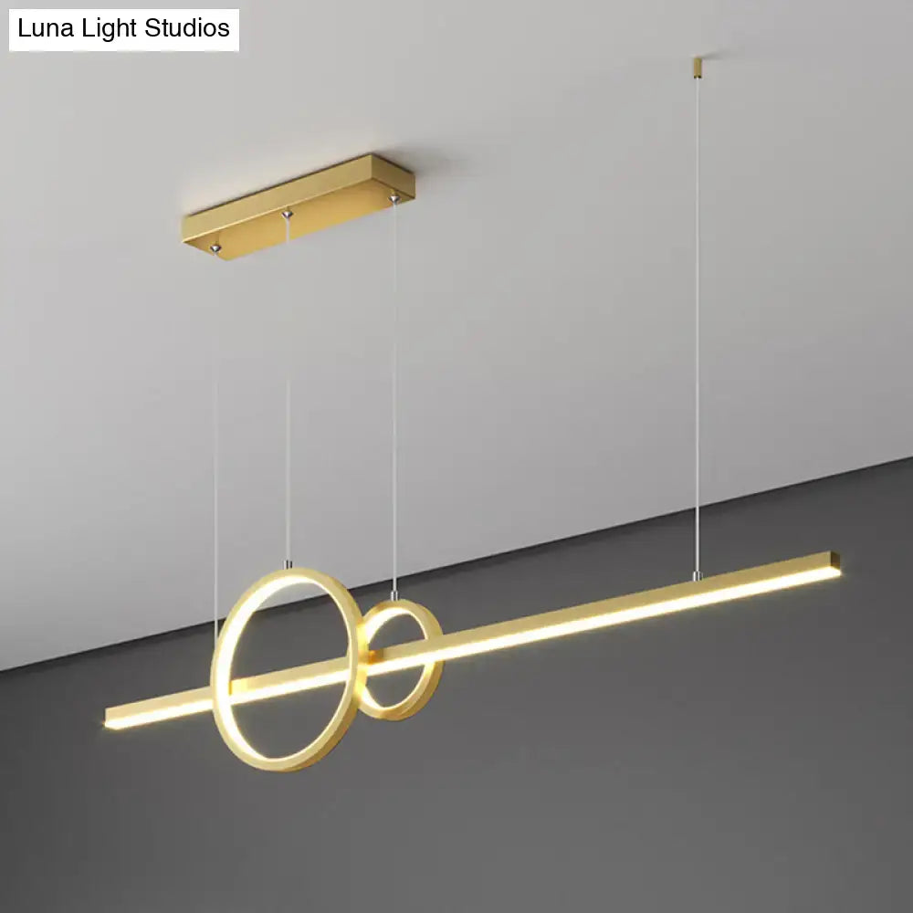 DecorBites™ Modern Black/Gold Ring and Bar Metallic LED Island Pendant Lamp for Minimalist Kitchen Lighting
