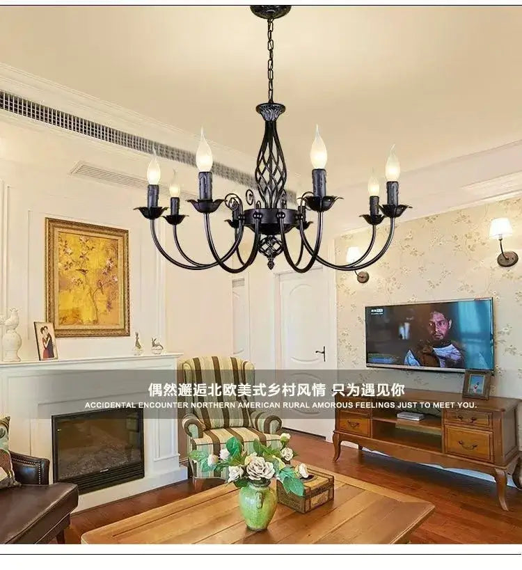 DecorBites™ Modern Black Iron Chandelier for Living Room