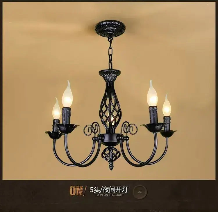 DecorBites™ Modern Black Iron Chandelier for Living Room