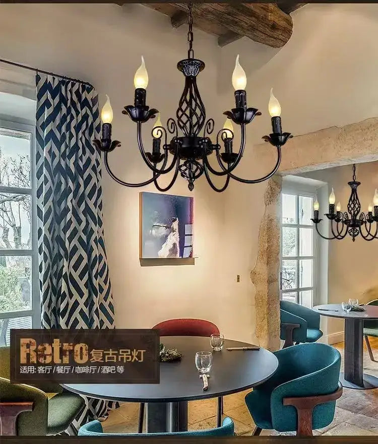 DecorBites™ Modern Black Iron Chandelier for Living Room