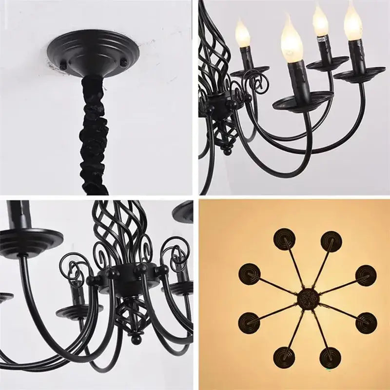 DecorBites™ Modern Black Iron Chandelier for Living Room
