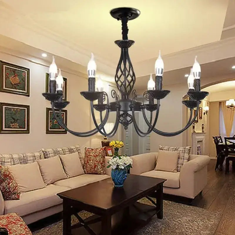 DecorBites™ Modern Black Iron Chandelier for Living Room