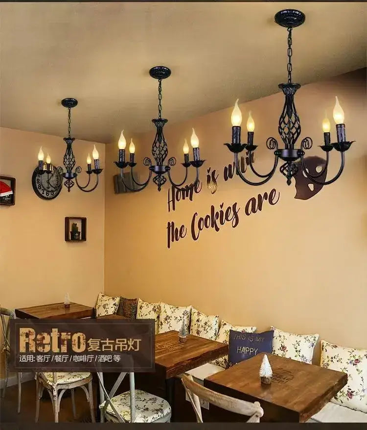 DecorBites™ Modern Black Iron Chandelier for Living Room