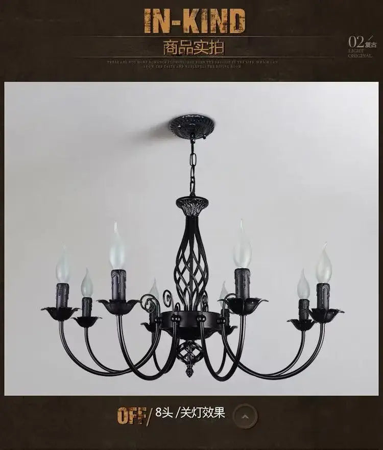 DecorBites™ Modern Black Iron Chandelier for Living Room