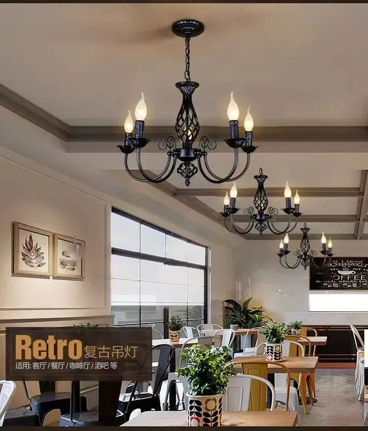 DecorBites™ Modern Black Iron Chandelier for Living Room