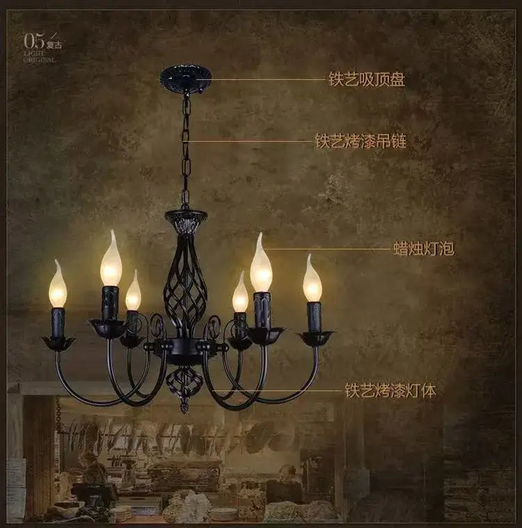 DecorBites™ Modern Black Iron Chandelier for Living Room