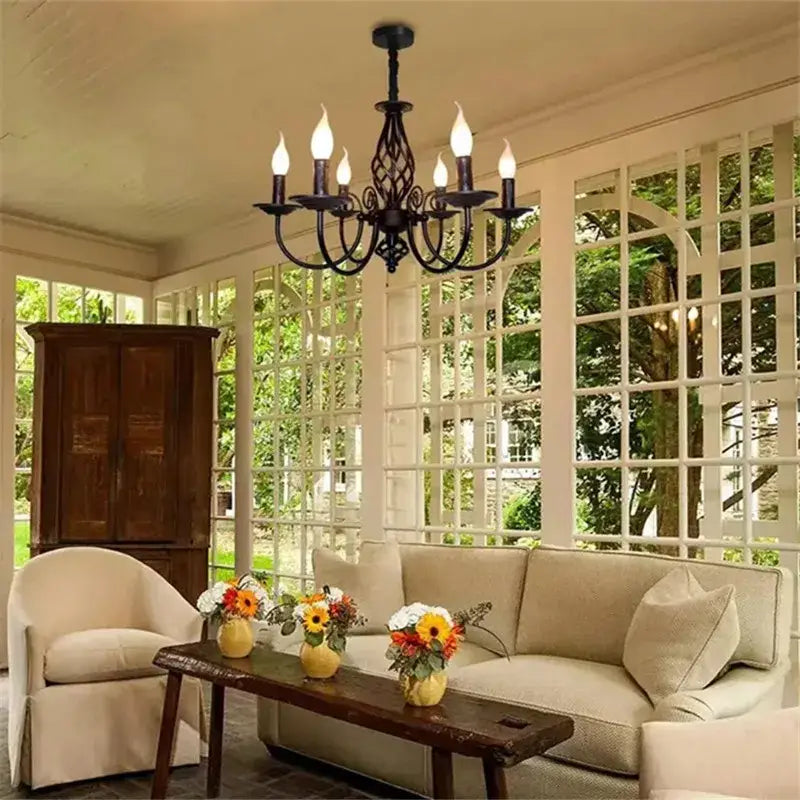 DecorBites™ Modern Black Iron Chandelier for Living Room
