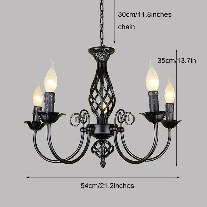 DecorBites™ Modern Black Iron Chandelier for Living Room