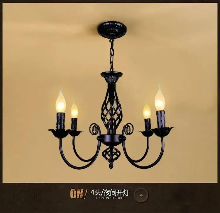 DecorBites™ Modern Black Iron Chandelier for Living Room
