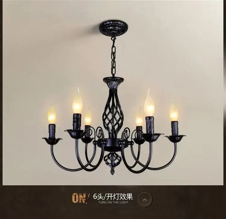 DecorBites™ Modern Black Iron Chandelier for Living Room