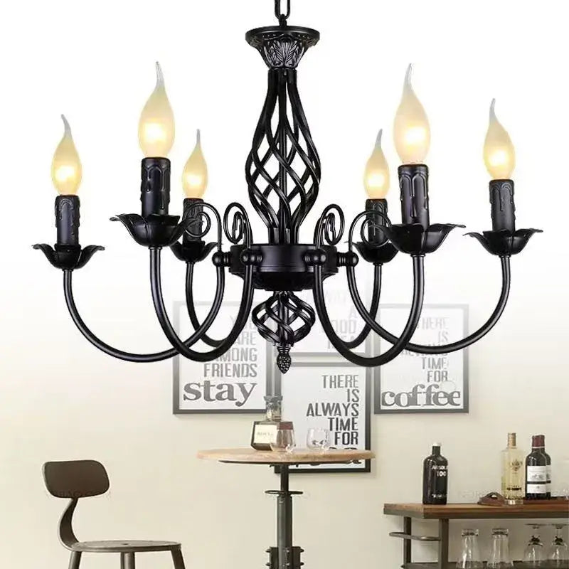 DecorBites™ Modern Black Iron Chandelier for Living Room