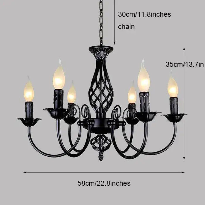 DecorBites™ Modern Black Iron Chandelier for Living Room