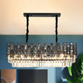 DecorBites™ Modern Black Island Pendant Lamp with Smoke Faceted Crystal Prism Layers