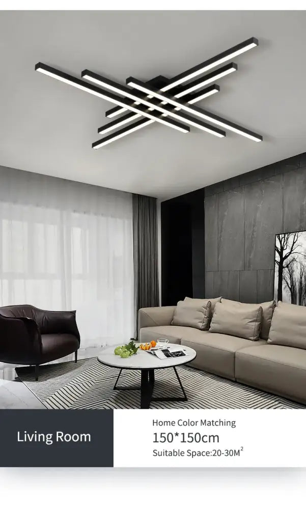 مصابيح ثريا DecorBites™ LED سوداء حديثة لغرفة النوم وغرفة المعيشة