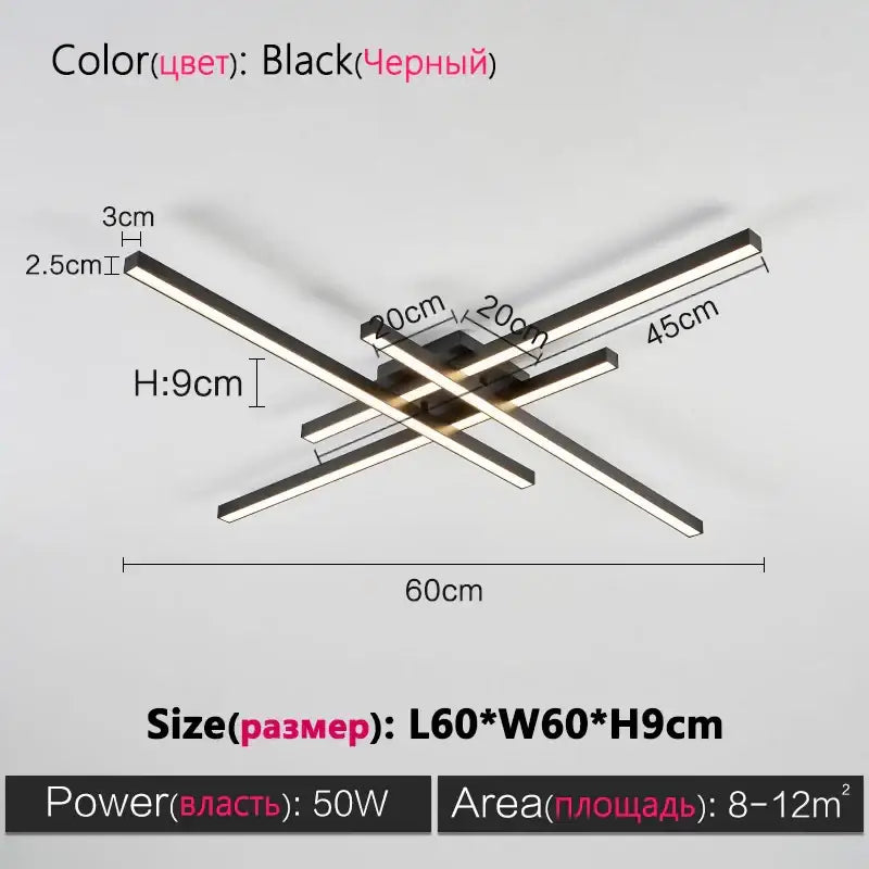 مصابيح ثريا DecorBites™ LED سوداء حديثة لغرفة النوم وغرفة المعيشة