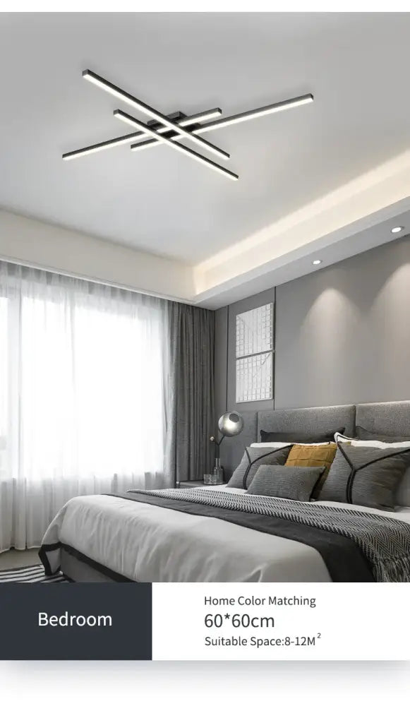 مصابيح ثريا DecorBites™ LED سوداء حديثة لغرفة النوم وغرفة المعيشة