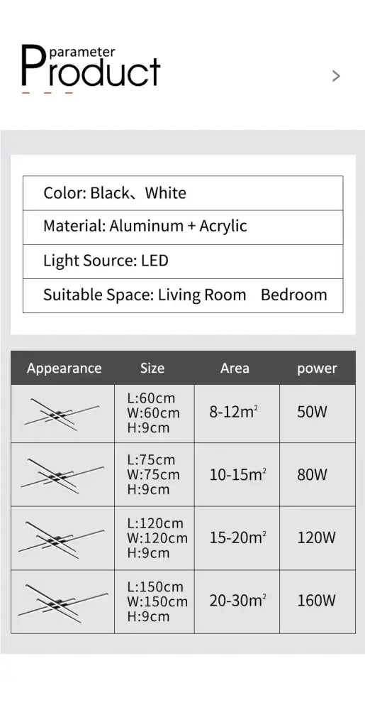 مصابيح ثريا DecorBites™ LED سوداء حديثة لغرفة النوم وغرفة المعيشة