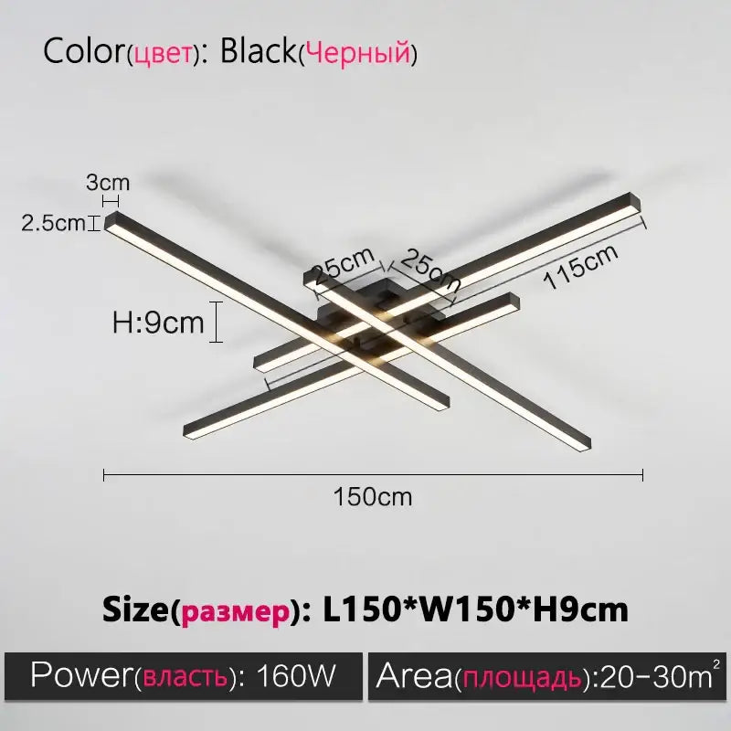 مصابيح ثريا DecorBites™ LED سوداء حديثة لغرفة النوم وغرفة المعيشة