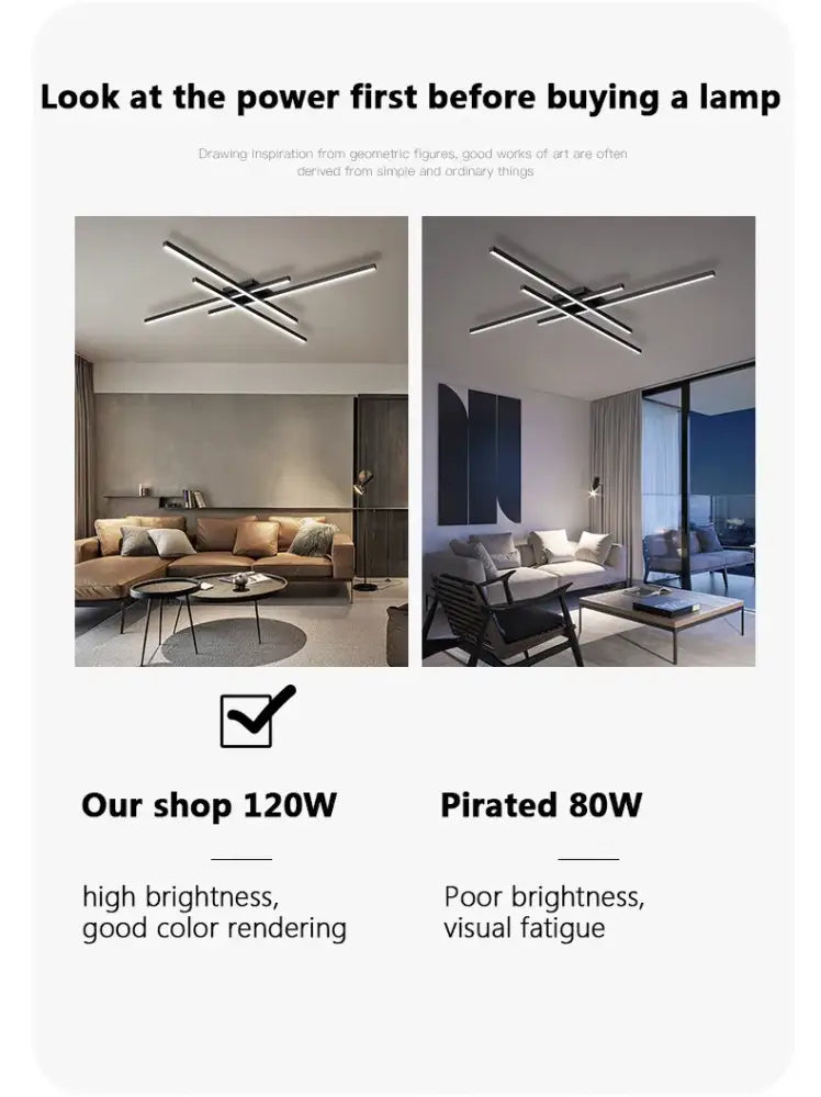 مصابيح ثريا DecorBites™ LED سوداء حديثة لغرفة النوم وغرفة المعيشة